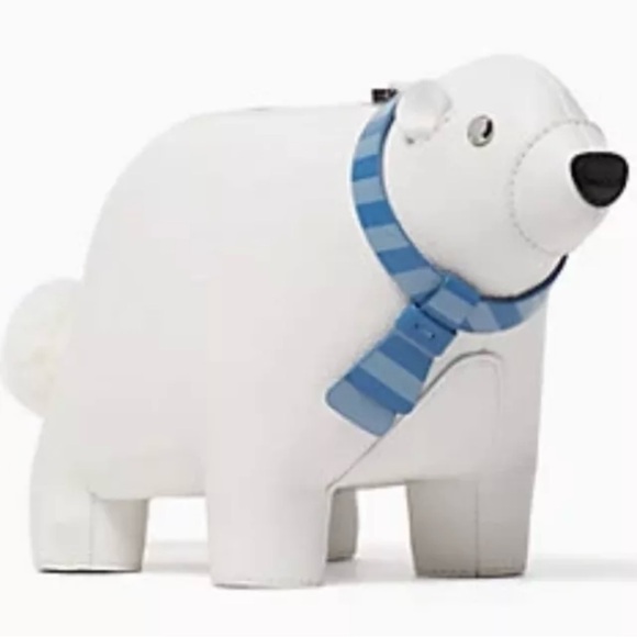 KATE SPADE ARCTIC FRIENDS POLAR BEAR CROSSBODY BAG Purse White Blue New - Picture 2 of 4